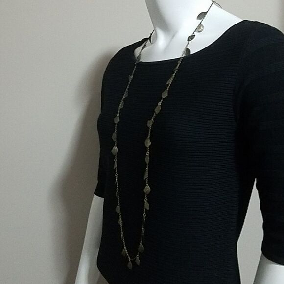 Vintage Dangling Leaves Necklace (42.5") - Picture 3 of 4